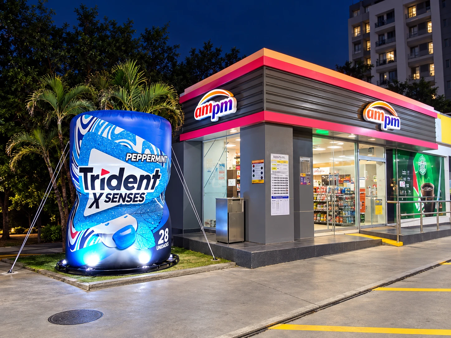Trident — réplica inflável de embalagem
