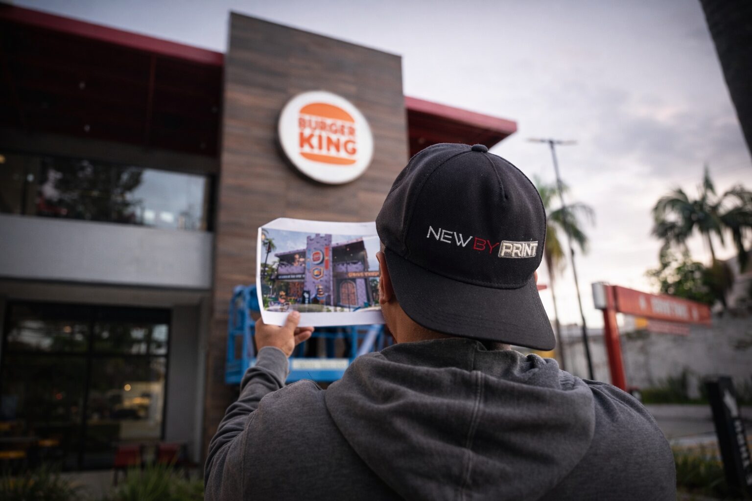 Equipe NewByPrint no local — bastidores